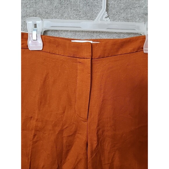 Calvin Klein Highline Ankle Dress Pants Womens 12 Brown Linen Blend Tapered NEW - Picture 3 of 11